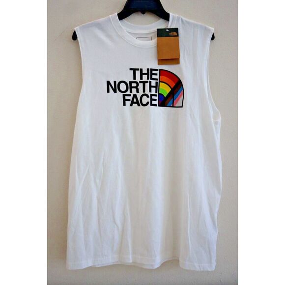 The North Face NF0A5J5JFN4 Men's Sz Medium White Standard Fit Pride Tank Top - Picture 1 of 9